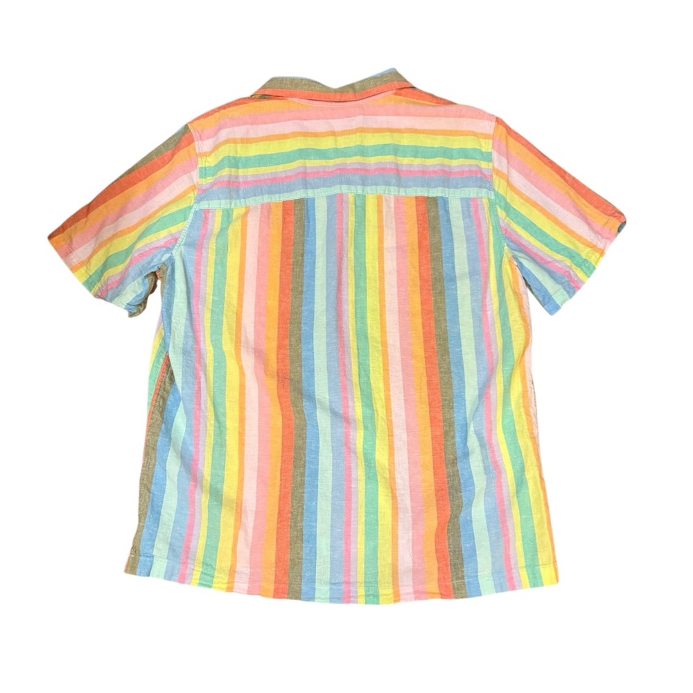 GAP Pastel Striped Linen Blend Short Sleeve Button Down - Picture 2 of 6